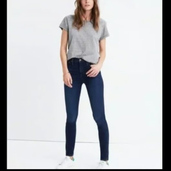 MADEWELL 10" SKINNY HIGH RISE HAYES WASH DARK DISTRESS JEANS NWT 28 w $128 - Picture 2 of 11